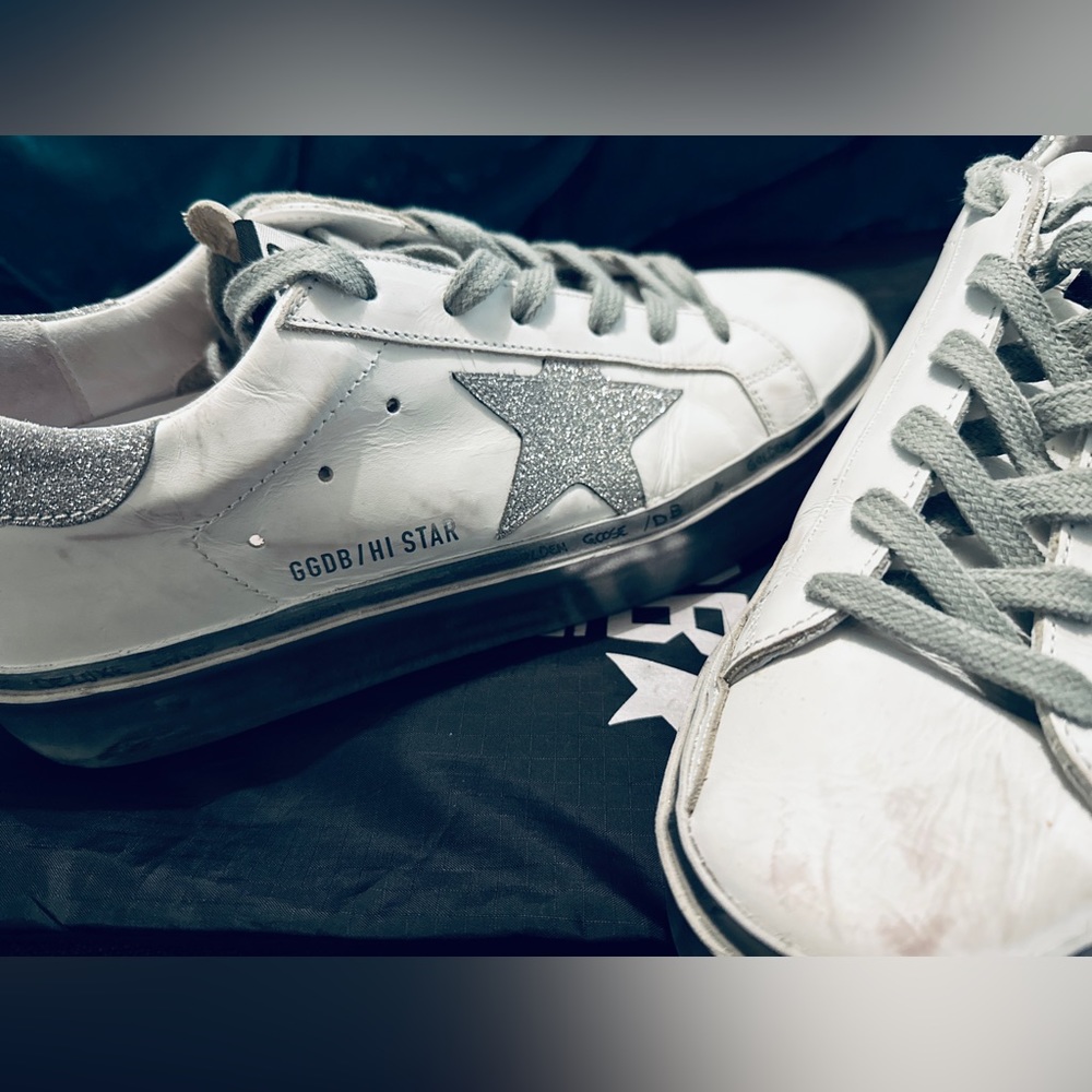 Golden Goose White Sneakers with Silver Star